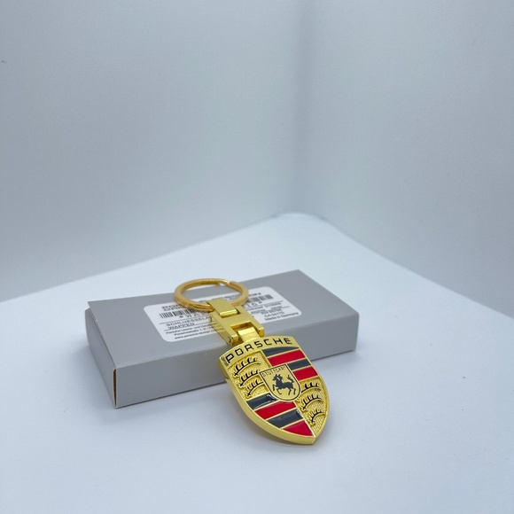Porsche Design Accessories - Porsche two-sided crest metal Keychain GOLD NEW